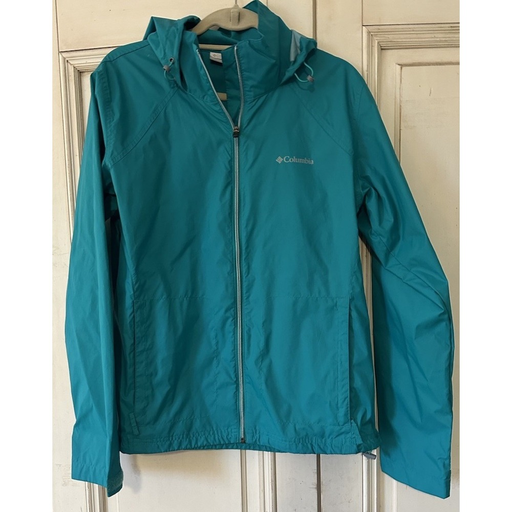 Columbia Switchback III Windbreaker Jacket Womens XL Teal Full Zip Hooded